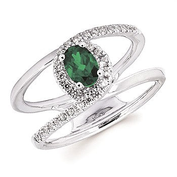 Geometric Emerald Ring