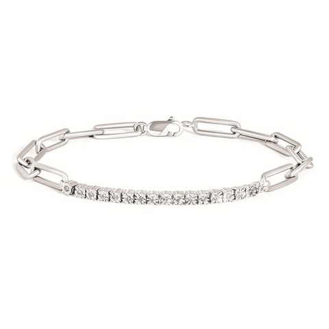 Sterling Silver Diamond Bar Bracelet