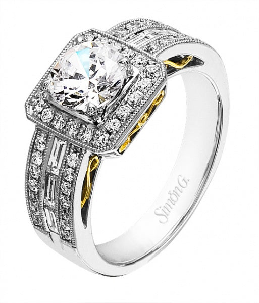 5/8 TW Carat Diamond Halo Semi Mount Engagement Ring