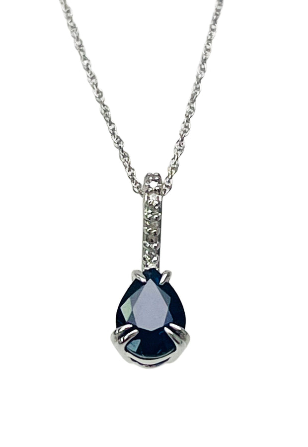 Blue Sapphire and Diamond Pendant