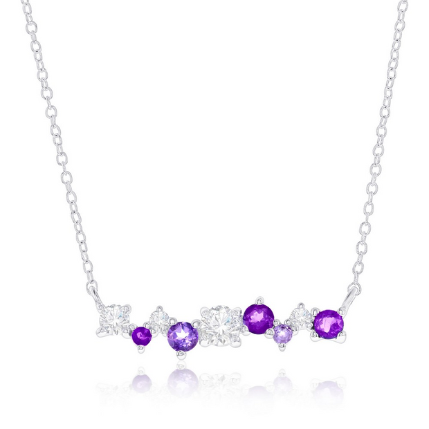 Sterling Silver Amethyst Bar Necklace