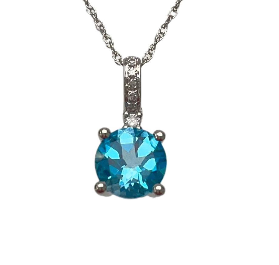 Trillian Blue Topaz & Diamond Fish Hook Pendant – Park City Jewelers