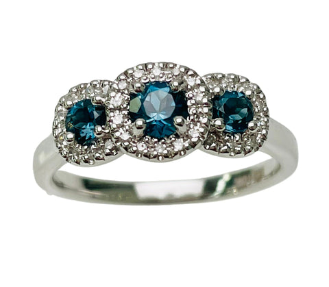 London Blue Topaz Three Stone Style Ring