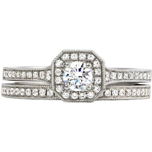 Diamond Halo Wedding Set