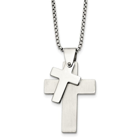 Stainless Steel Double Cross Necklace
