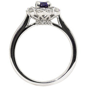 Stunning Blue Sapphire With Sparkling Diamond Halo Ring