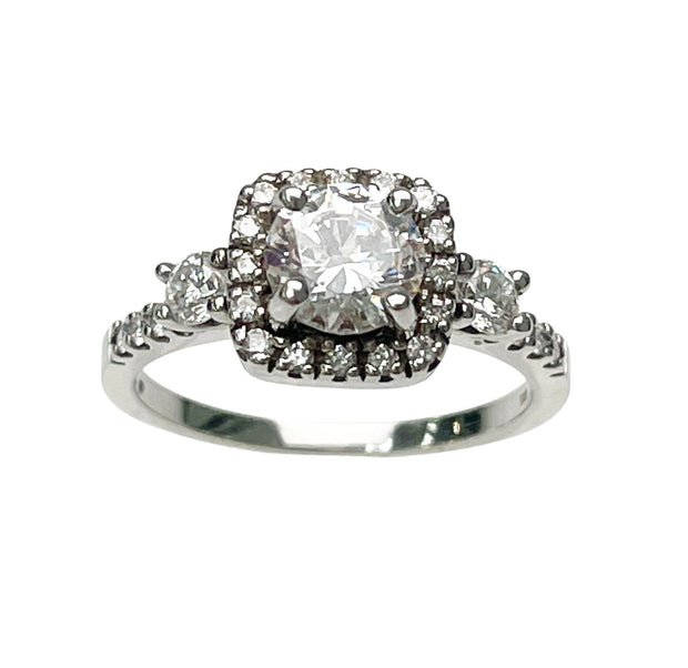 1/3 TW Carat Diamond Halo Semi Mount Engagement Ring