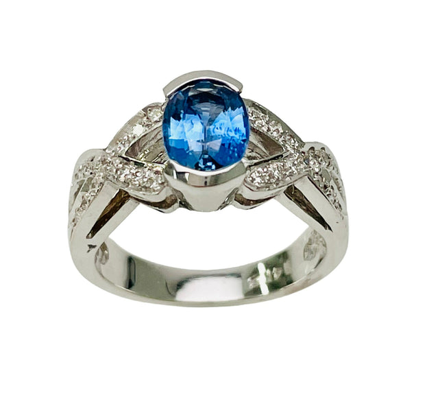 Blue Sapphire & Diamond Ring