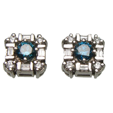 .80 Total Weight Irradiated Blue Earrings