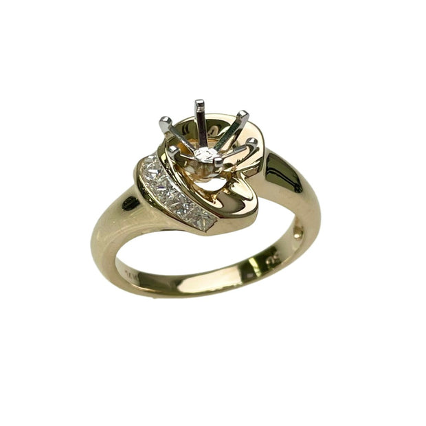 1/2 TW Carat Diamond Swirl Design Semi Mount Engagement Ring