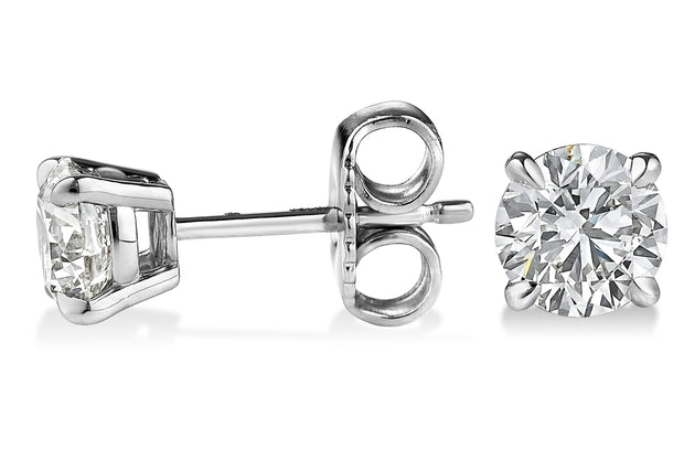 1.02 Carat Total Weight Round-cut Diamond Solitiaire Stud Earrings