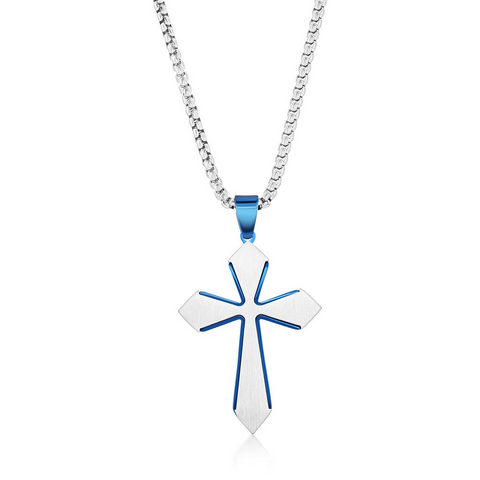 Stainless Stell Blue Cross Necklace