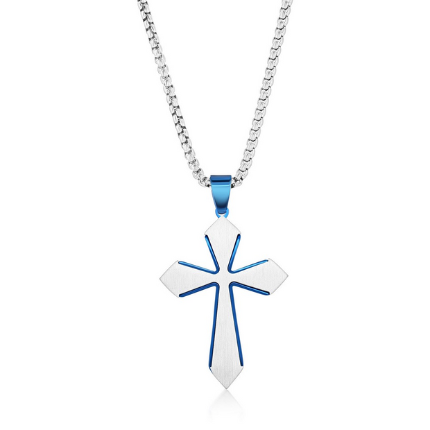 Stainless Stell Blue Cross Necklace