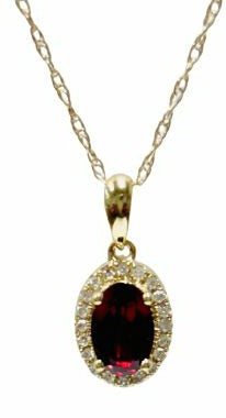 Garnet & diamond pendant 10k