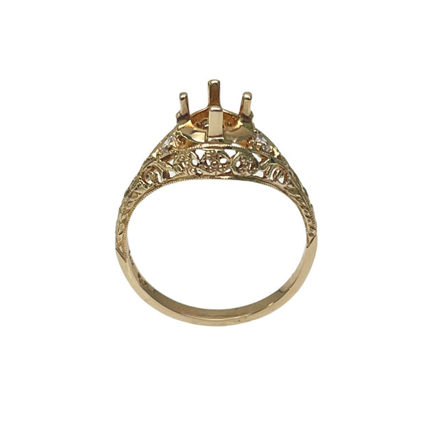 1/10 TW Carat Diamond Vintage Semi Mount Engagement Ring