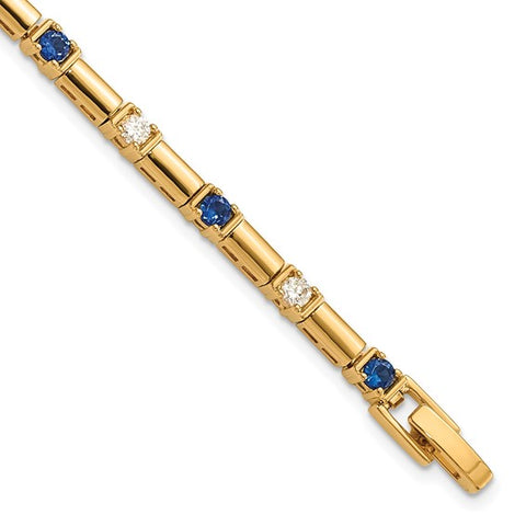 Gold-plated Blue & White Cz Link Bracelet