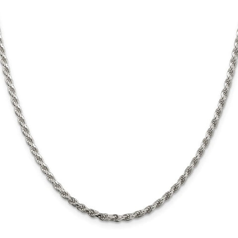 2.75mm 22 Inch Sterling Silver Diamond Cut Rope Chain