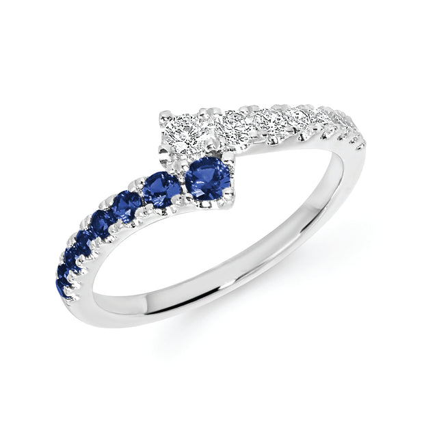 Diamond and Sapphire Bypass Ring