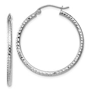 2mm x 30mm White Gold Diamond-Cut Hoops