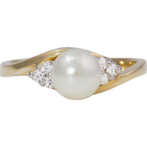 Bypass Pearl and Diamond Ring