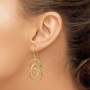 Gold Polished Circle Dangle Earrings