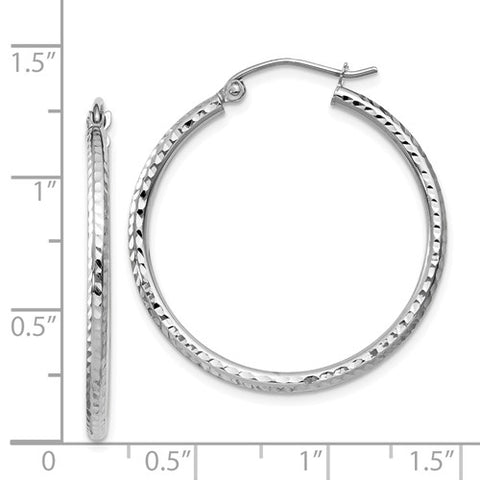 2mm x 30mm White Gold Diamond-Cut Hoops