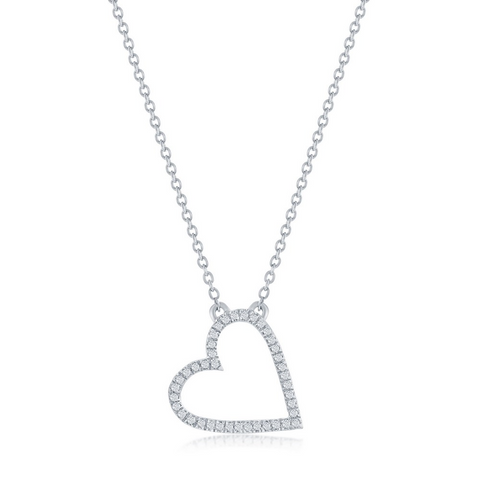 Sterling Silver Diamond Heart Pendant