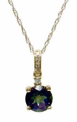 Mystic topaz & diamond pendant 10k