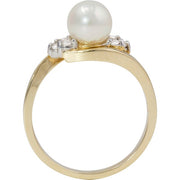 Bypass Pearl and Diamond Ring