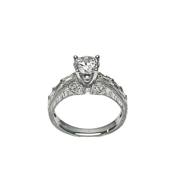 3/4 TW Carat Diamond Vintage Semi Mount Engagement Ring