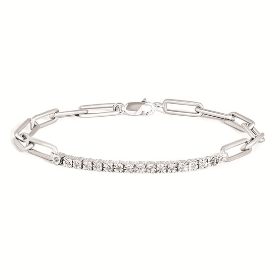 Sterling Silver Diamond Bar Bracelet