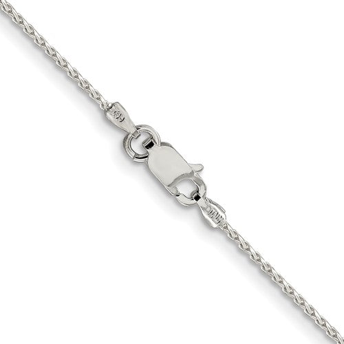 1.25mm 18 Inch Sterling Silver  Diamond-cut Round Spiga Chain