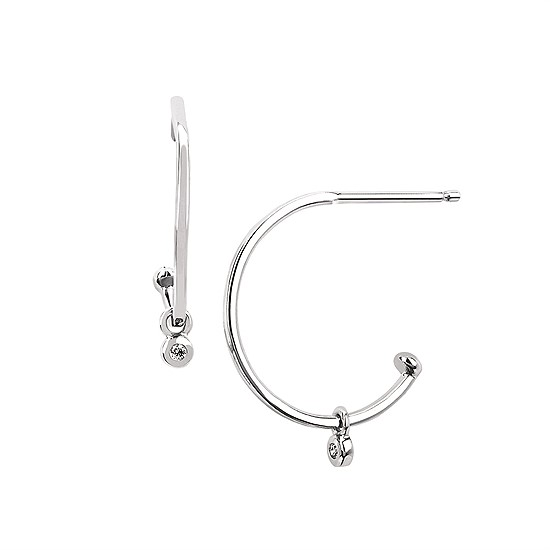 Sterling Silver Hoop Earrings with .01 Diamond