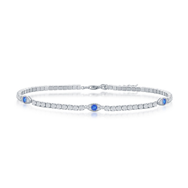 Sterling Silver CZ Anklet
