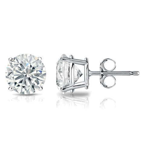 1.00 Carat Total Weight Round-cut Lab Grown Diamond Solitiare Stud Earrings