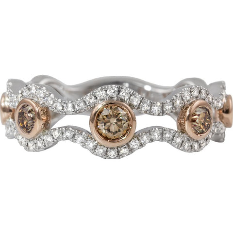 White & Natural Cognac Diamond Band