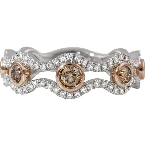 White & Natural Cognac Diamond Band