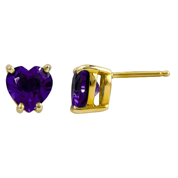 Amethyst Heart Studs