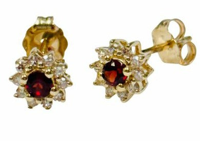 Garnet & diamond earrings