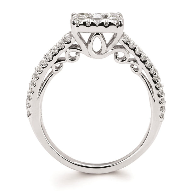 1.12 Total Weight Diamond Cluster Engagement Ring
