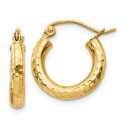 3mm x 16mm Diamond-Cut Gold Hoops