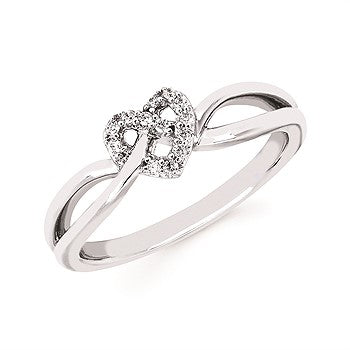 Sterling Silver Diamond Heart Knot Ring