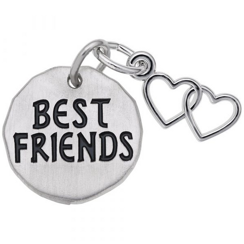 Best Friends Tag with Two Open Hearts Accent Charm