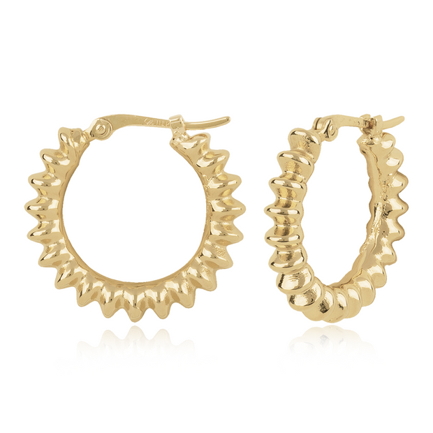 Ribbed Hoop Earring 14k