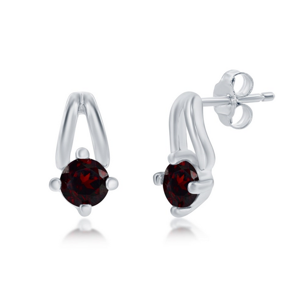 Garnet Sterling Silver Earrings