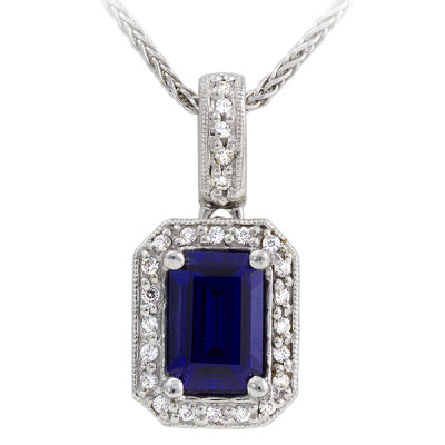 Contemporary Sapphire and Diamond Pendant