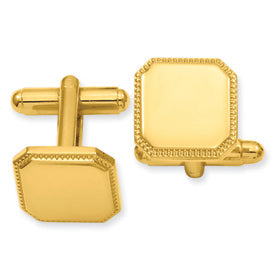 Gold Plated Square Beaded Cuff Links