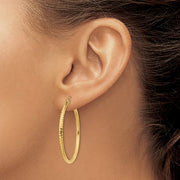 2mm X 35mm Diamond-Cut Gold Hoops