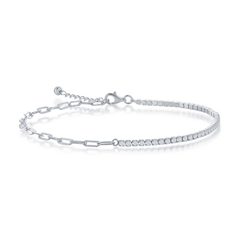 Sterling Silver CZ Anklet