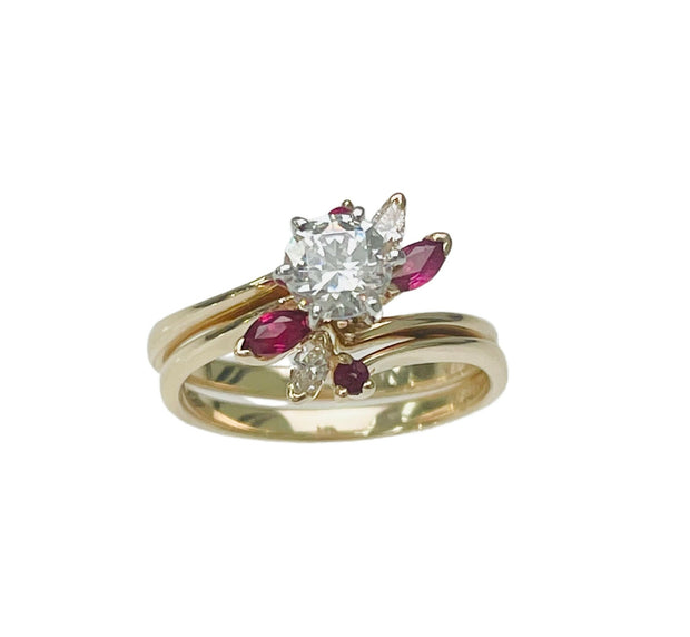 Diamond & Ruby Semi Mount Engagement Ring